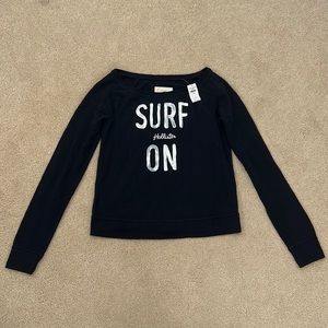 NWT Hollister Surf On Sweatshirt Top Comfy Navy Lounge Sz S